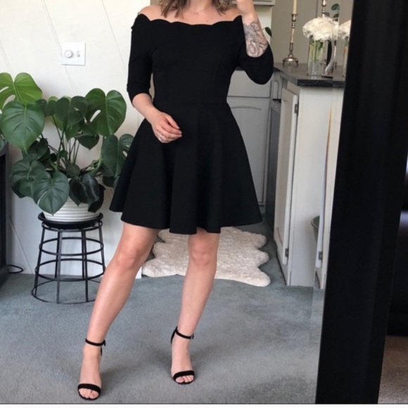 Lulus Dresses & Skirts - Lulu’s Tip the Scallops Black Skater Dress NEW